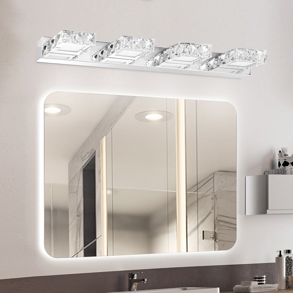 4-head LED Over Mirror Light Modern Waterproof Bathroom Over Mirror Light Wall-Mounted Long Over Mirror Light Vanity Crystal Front Mirror Toilet Wall Lamp Make-up Light
