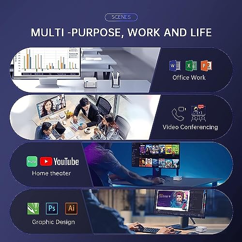 ACEMAGICIAN Mini PC Windows 11 Pro, 12th Alder Lake N95 8GB LPDDR5 256GB M.2 SSD Mini Desktop Computers, Micro Pc with 3 HDMI Support 4K UHD, Dual Gigabit Ethernet, 2.4G/5G WiFi/BT4.2