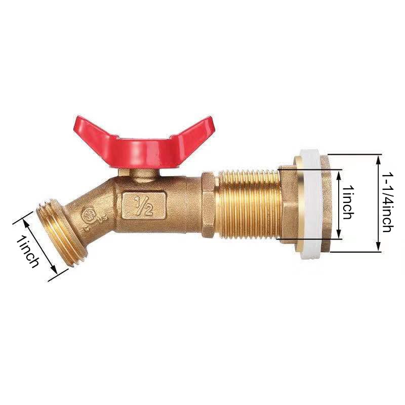 WADEO Brass Rain Barrel Spigot, Rain Barrel Quarter Turn Ball Valve Spigot with Bulkhead Fitting