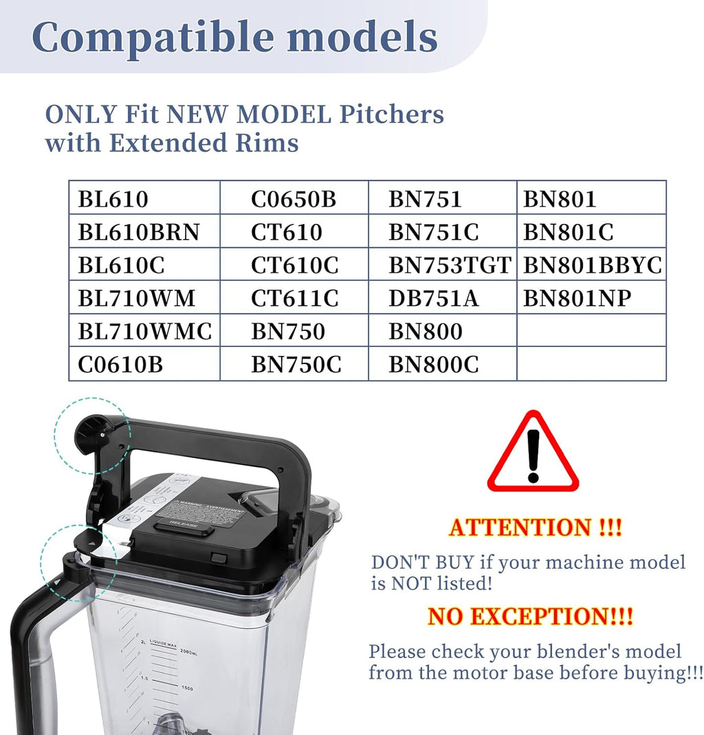 For Ninja Blender Lid Top Replacement, BL610 Professional Blender 1000 Lid Replaces (NEW Model) DB751A BN753TGT CT610 C0610B C0650B BN750 BN751 - ninja 72 OZ Pitcher Top Parts