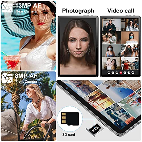 Tablet 10.1 Inch 128 Storage+1TB Expand 2 in 1 Android Tablets, Tablet with Keyboard Case Mouse, 5G Dual WiFi, GPS, Octa Core, HD Touchscreen,13MP Dual Camera, Bluetooth, 7000 mAh Battery -Silver