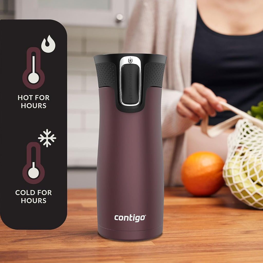 Contigo West Loop Stainless Steel Vacuum Travel Mugs with Spill-Proof Lids, 16oz