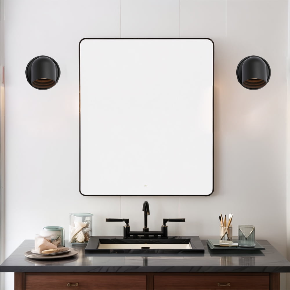 Industrial Small Dome Black LED Wall-Mounted Sconce, Unique Elegant Wall Light, Hand-polished Wall Lamp, Indoor Sconce for Bedroom, Living Room, Entryway, Hallway