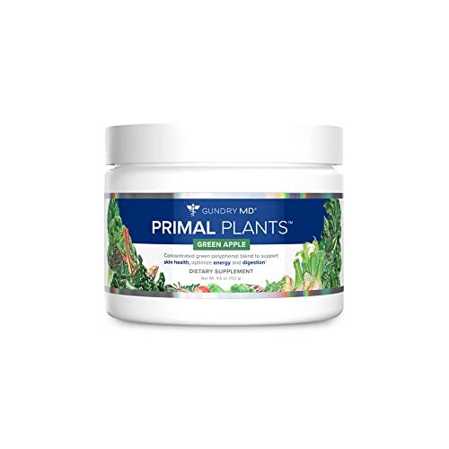 Gundry MD® Primal Plants Polyphenol-Rich Greens Powder Superfood Supplement to Support Skin Health, Optimize Energy and Digestion - Green Apple Flavor (30 Servings)