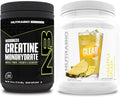 NutraBio Creatine Monohydrate, Unflavored, (300 g) and Clear Whey Protein Isolate, (Pineapple Splash) Supplement Bundle – Muscle Energy, Maximum Growth, Recovery, and Strength