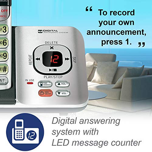 VTech CS6529-4B 4-Handset DECT 6.0 Cordless Phone with Answering System and Caller ID, Expandable up to 5 Handsets, Wall-Mountable, Blue/Green/Red/Silver