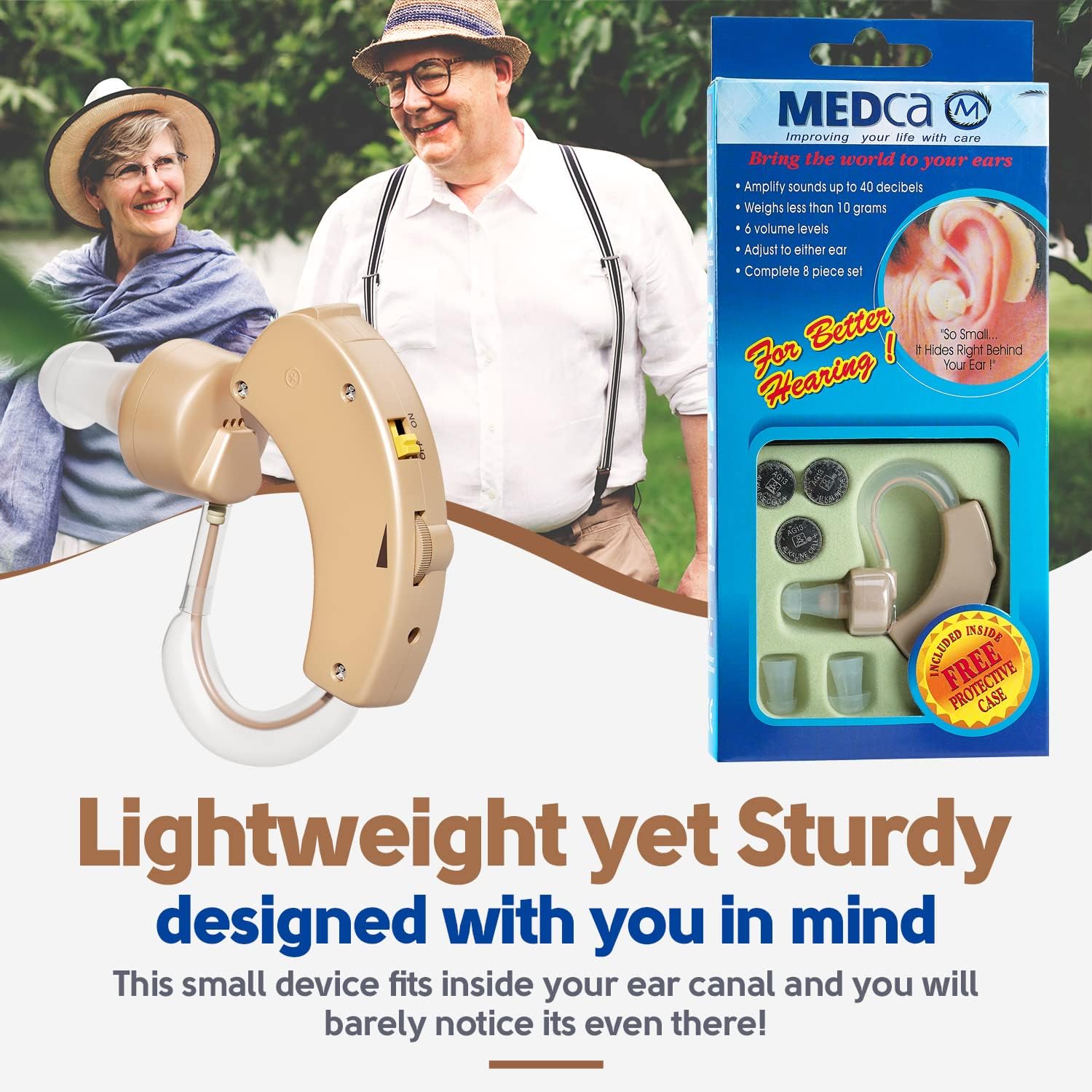 MEDca BTE Behind the Ear Sound Amplifier Super Mini Size Sound Enhancer