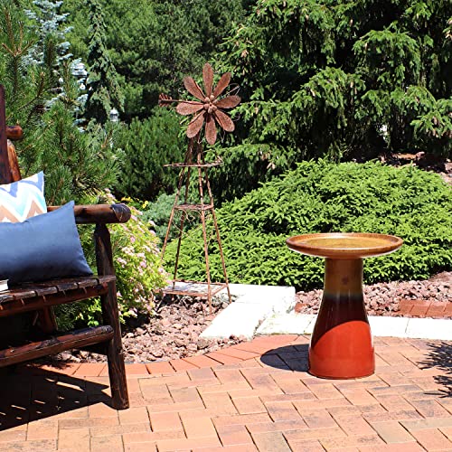 Sunnydaze 21-Inch H Ceramic Bird Bath for Outside - Hand-Painted Outdoor Bird Bath Bowl, UV/Frost-Resistant Finish - Galaxy Blue