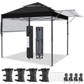 Yaheetech 10x17ft Pop Up Canopy with Awnings, 2-Tier Outdoor Canopy Tent, Heavy Duty Instant Shelter with Ventilation, Adjustable Dual Half Awnings & Wheeled Carry Bag, One-handed Set-up, Black