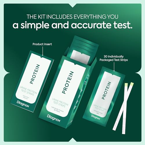 Protein Urine Test Strips Kit - Individually Packed at Home Urine Protein Test Strips - Urinalysis Strips for Protein in Urine (30 Pack)