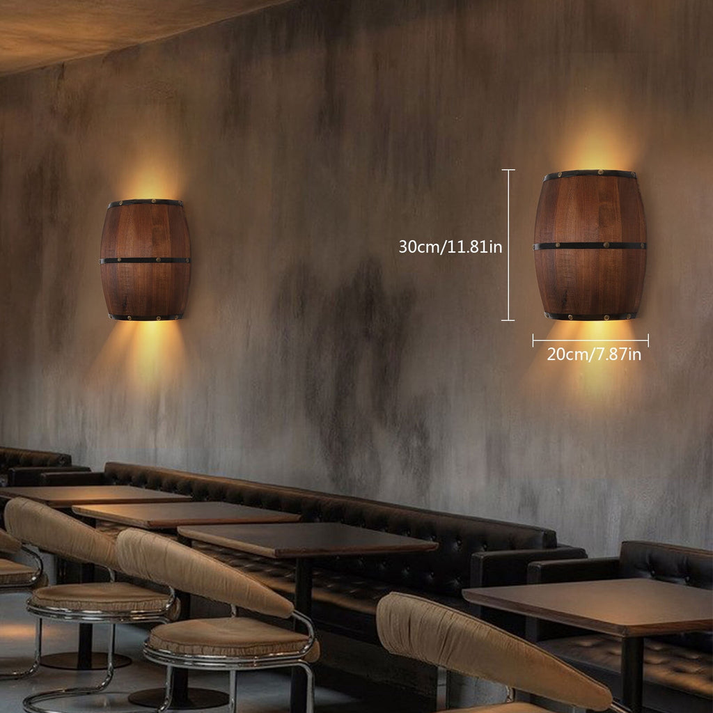 Wood Wine Barrel Wall Lamp Wall Light Fixture Sconce Lighting Home Decoration
