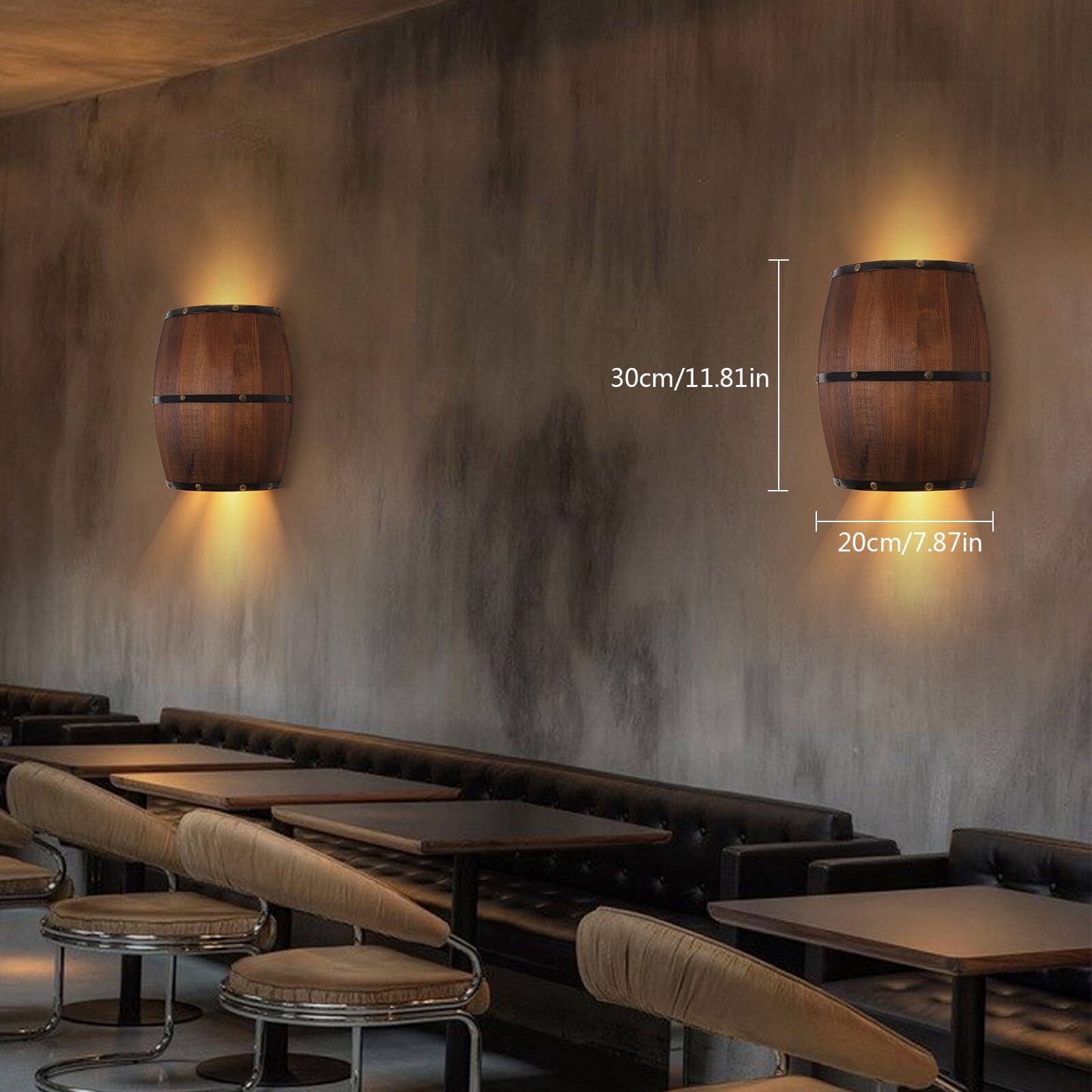 Wood Wine Barrel Wall Lamp Wall Light Fixture Sconce Lighting Home Decoration