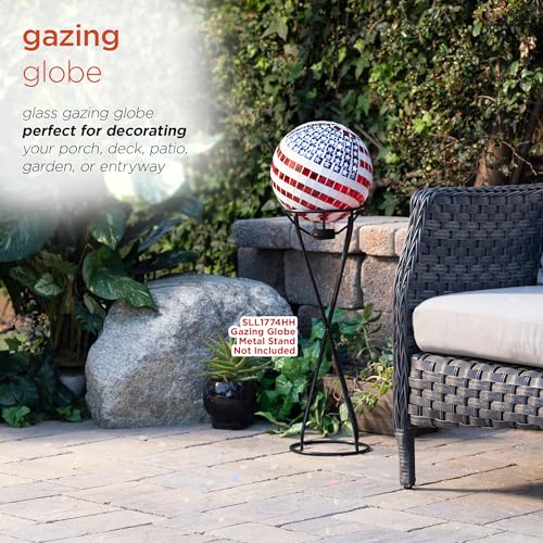 Alpine Corporation 10" Diameter Indoor/Outdoor Glass Mosaic Gazing Globe Yard Decoration, Patriotic Design