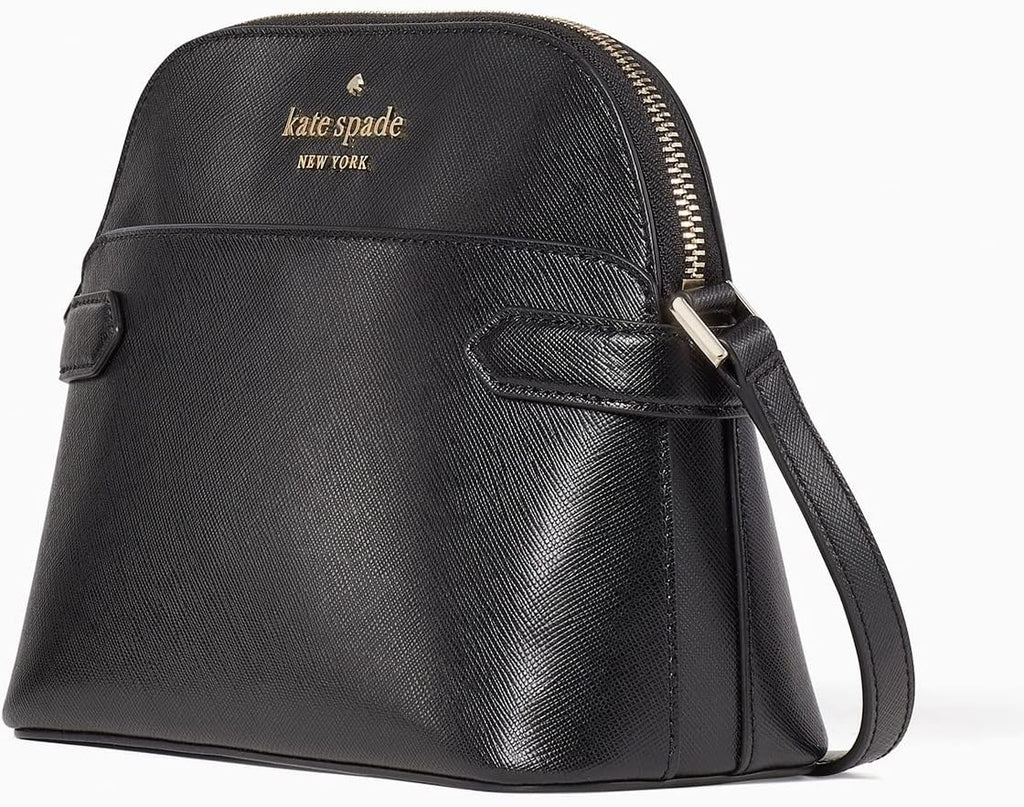 Kate Spade Staci Dome Saffiano Leather Crossbody Bag Purse Handbag (Black)