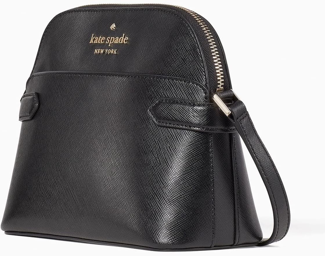 Kate Spade Staci Dome Saffiano Leather Crossbody Bag Purse Handbag (Black)