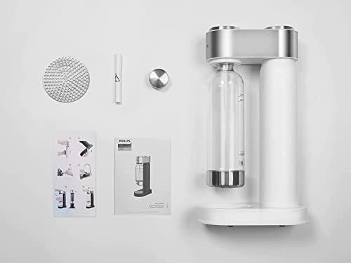 Philips Stainless Sparkling Water Maker Soda Maker Machine for Home Carbonating with BPA free PET 1L Carbonating Bottle, Compatible with Any Screw-in 60L CO2 Exchange Carbonator(NOT Included), White