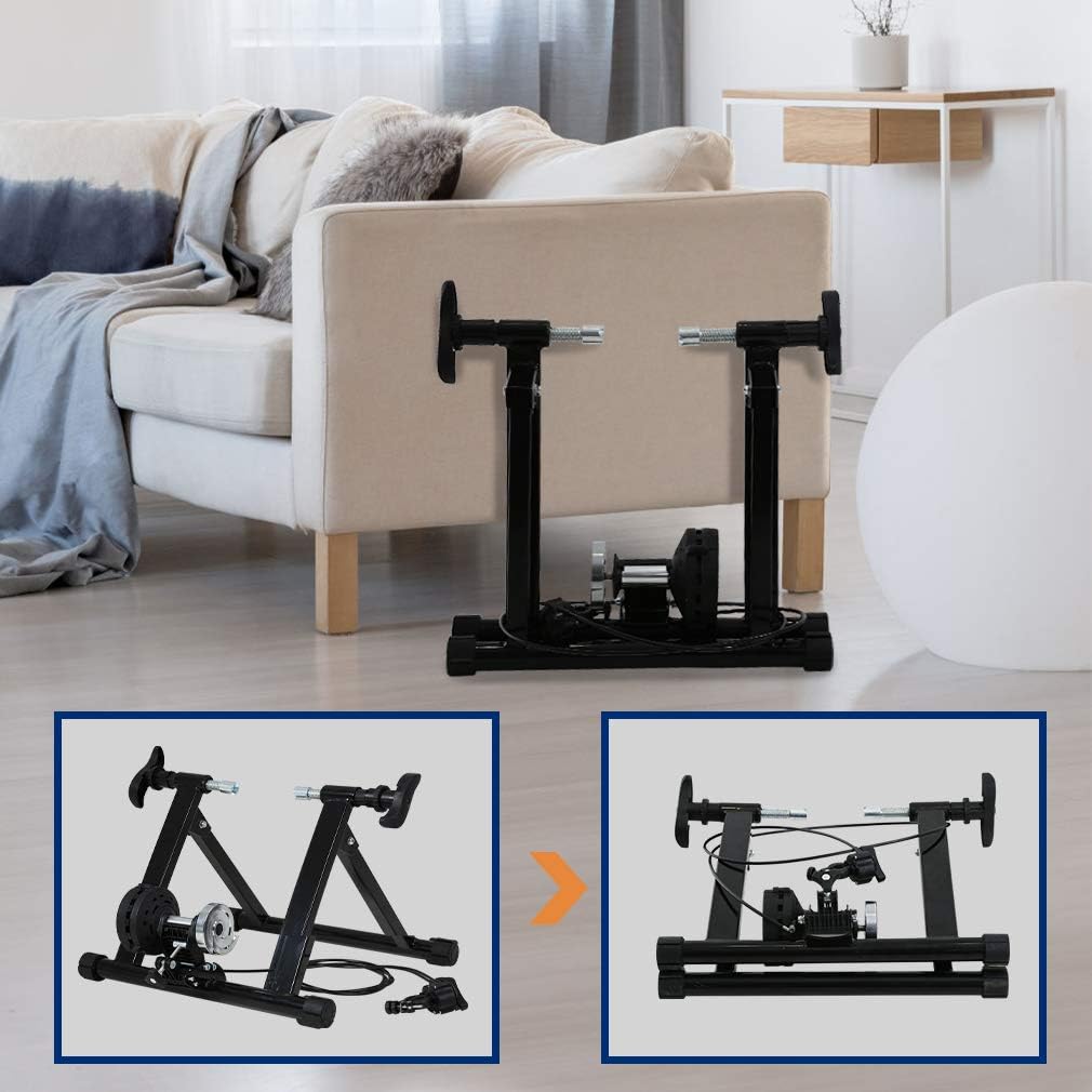 FDW Magnetic Bike Trainer Stand for Indoor Riding, Steel Bicycle Exercise Training Stand with Noise Reduction Wheel,Stationary Bike Resistance Trainer for Road & Mountain Bikes