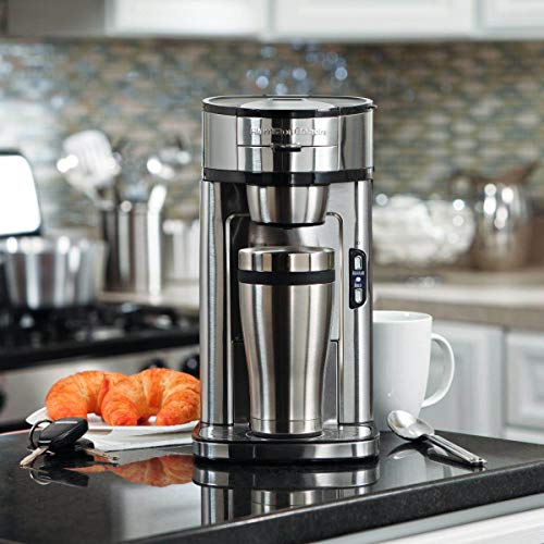 Hamilton Beach The Scoop Single Serve Coffee Maker & Fast Grounds Brewer, Brews in Minutes, 8-14oz. Cups, Stainless Steel