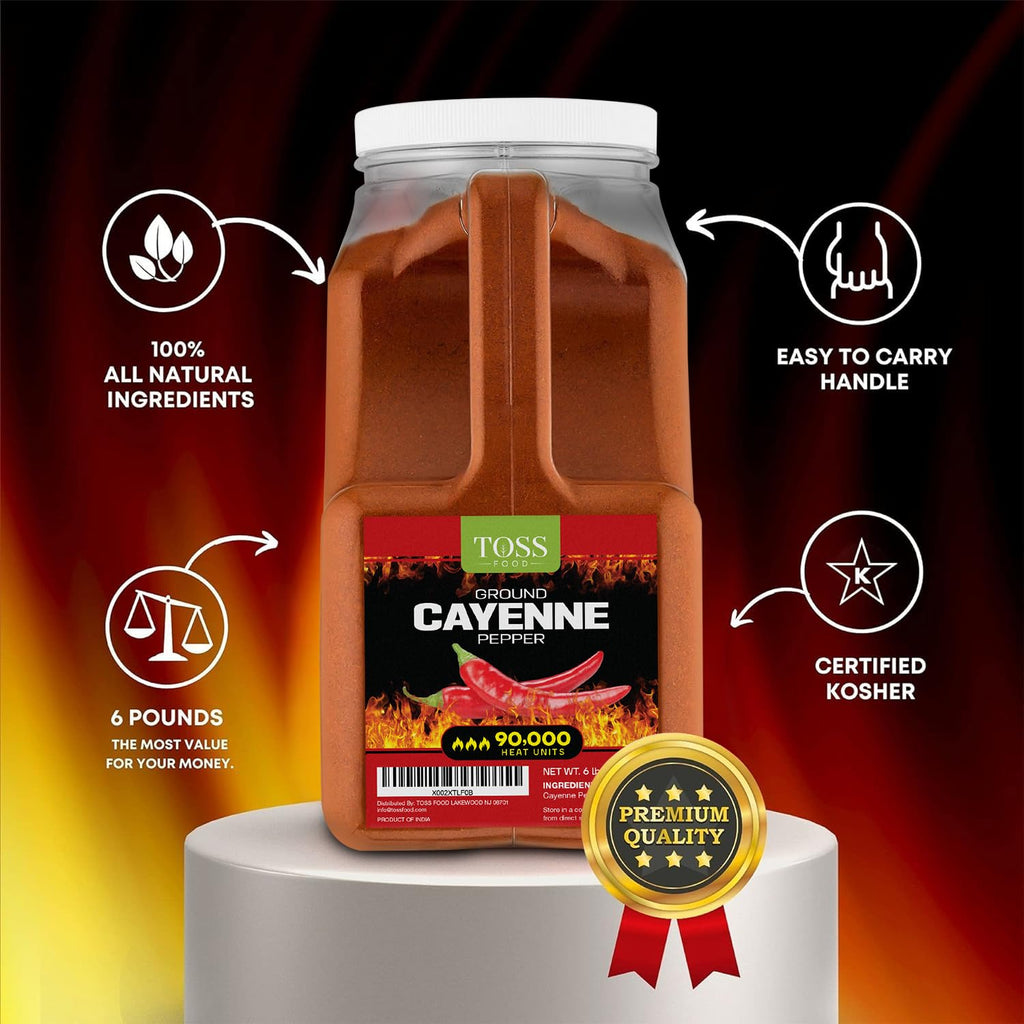 Extreme Hot Cayenne Pepper Powder Bulk 90,000 Heat Units 6 LB, Ground Cayenne Powder Hot Pepper Powder - Red Pepper Powder Spice for Home and Commercial Cooking
