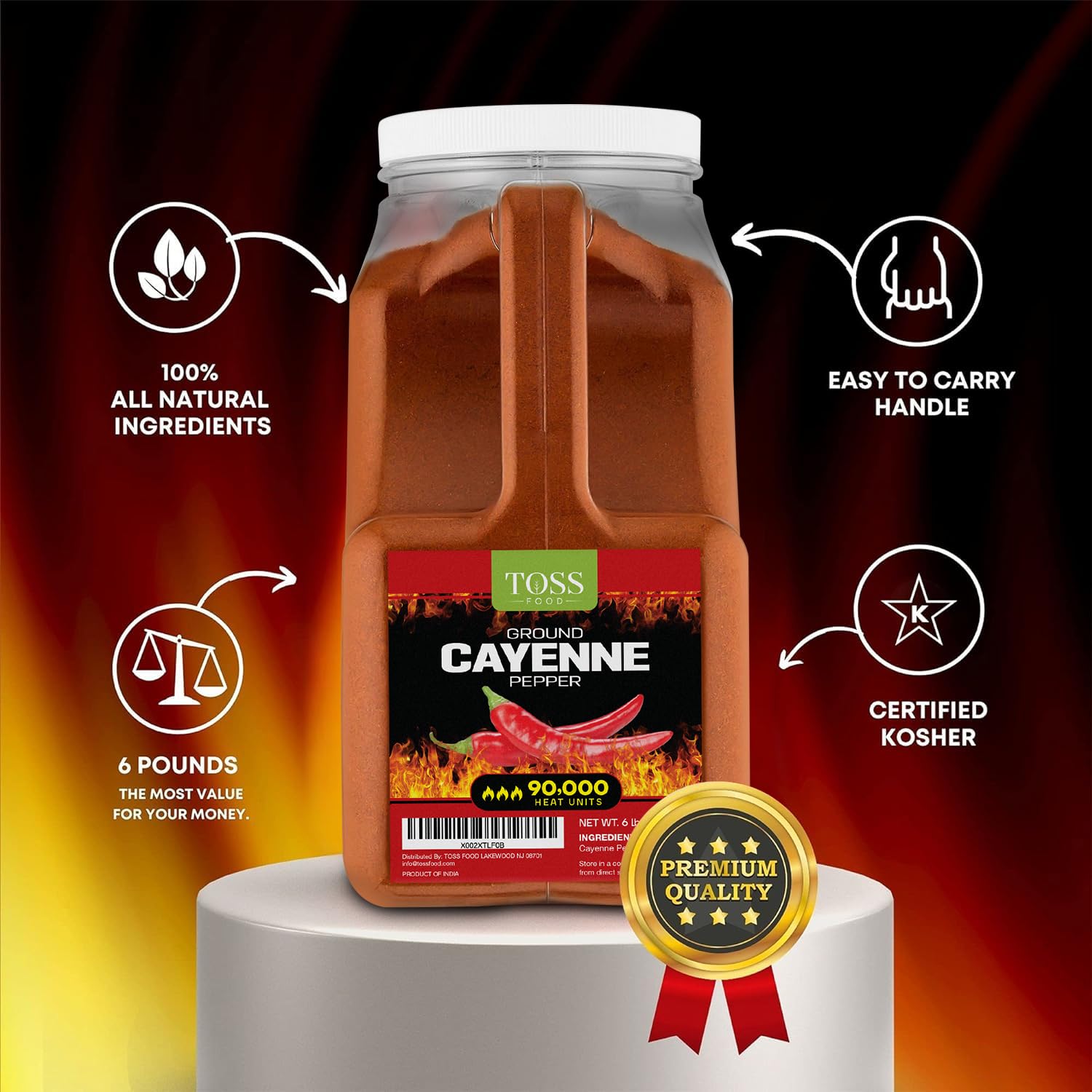 Extreme Hot Cayenne Pepper Powder Bulk 90,000 Heat Units 6 LB, Ground Cayenne Powder Hot Pepper Powder - Red Pepper Powder Spice for Home and Commercial Cooking