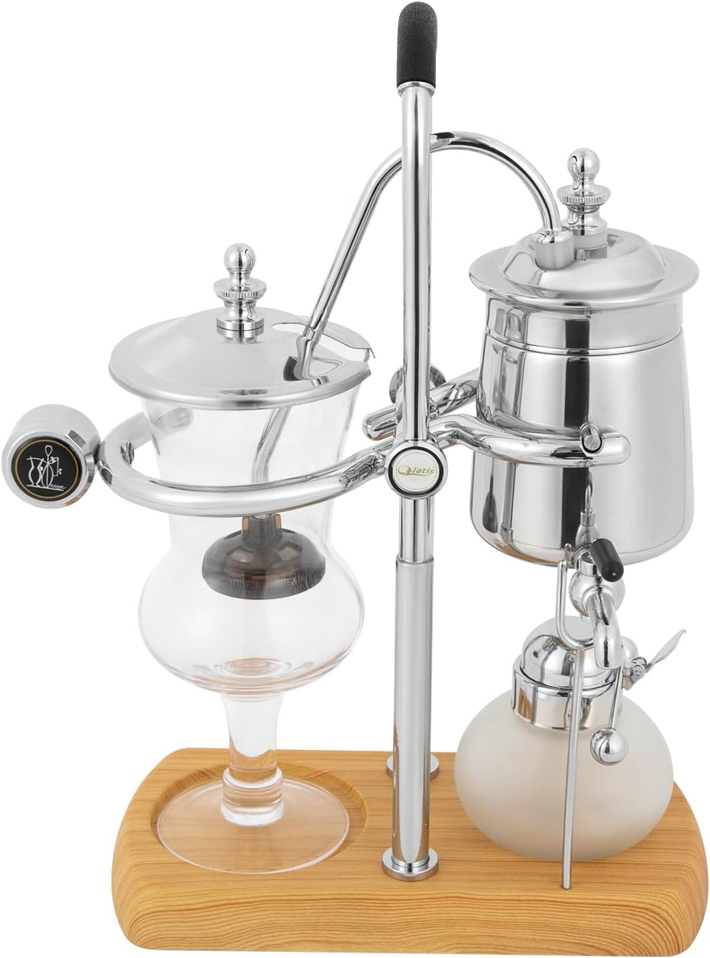TFCFL Belgian/Belgium Luxury Royal Family Balance Syphon Coffee Maker, Vintage Siphon Brewer Siphon Coffee Maker, Elegant Design Retro-Style, Silver