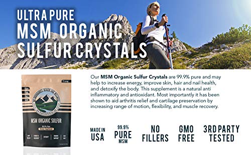 MSM Organic Sulfur Crystals by No Boundaries Health and Wellness – All-Natural, Premium Health Supplement: 99.9% Pure MSM – Benefits: Joint Pain, Allergies, Skin, Hair & Nail Health – No Fillers