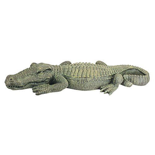 Design Toscano JE111535 Swamp Beast Lawn Alligator Crocodile Outdoor Garden Statue, Large, 37 Inches Long, Handcast Polyresin, Reptile Green Finish