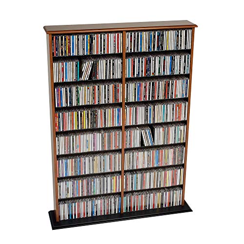 Prepac 2 Column Display Cabinet, White Storage Cabinet, Tall Storage Cabinet, DVD Storage Cabinet with 8 Adjustable Shelves 8.75" D x 38.75" W x 51" H, WMA-0640