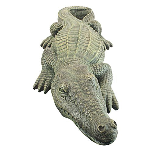 Design Toscano JE111535 Swamp Beast Lawn Alligator Crocodile Outdoor Garden Statue, Large, 37 Inches Long, Handcast Polyresin, Reptile Green Finish