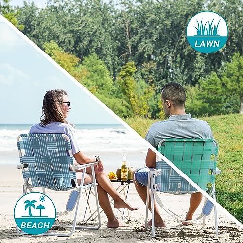 #WEJOY Folding Webbed Lawn Beach Chair - Heavy Duty Portable Outdoor Chair with Hard Armrest for Camping,Garden,Concerts,Festivals and Sand Picnic BBQ,265 LBS