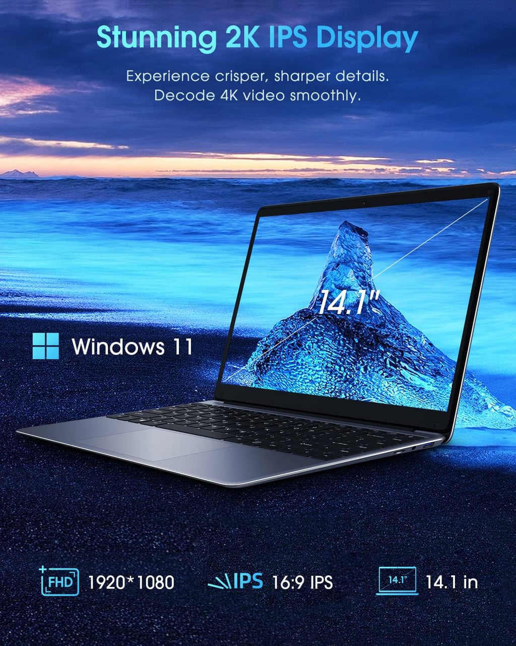 CHUWI HeroBook Pro 14.1'' Laptop with Travel Laptop Backpack, 256GB SSD 8GB RAM, Windows 11 Laptop, 1TB SSD Expand, Intel Celeron N4020(up to 2.8GHz), 2K FHD IPS Display