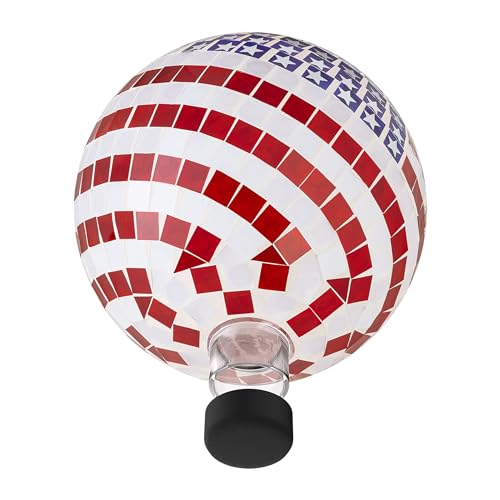 Alpine Corporation 10" Diameter Indoor/Outdoor Glass Mosaic Gazing Globe Yard Decoration, Patriotic Design