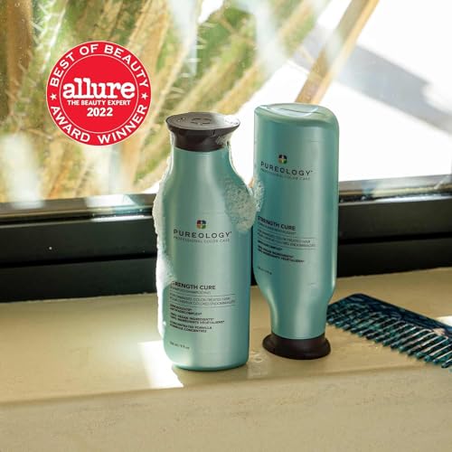Pureology Strength Cure Shampoo | For Damaged, Color-Treated Hair | Fortifies & Strengthens Hair | Sulfate-Free | Vegan