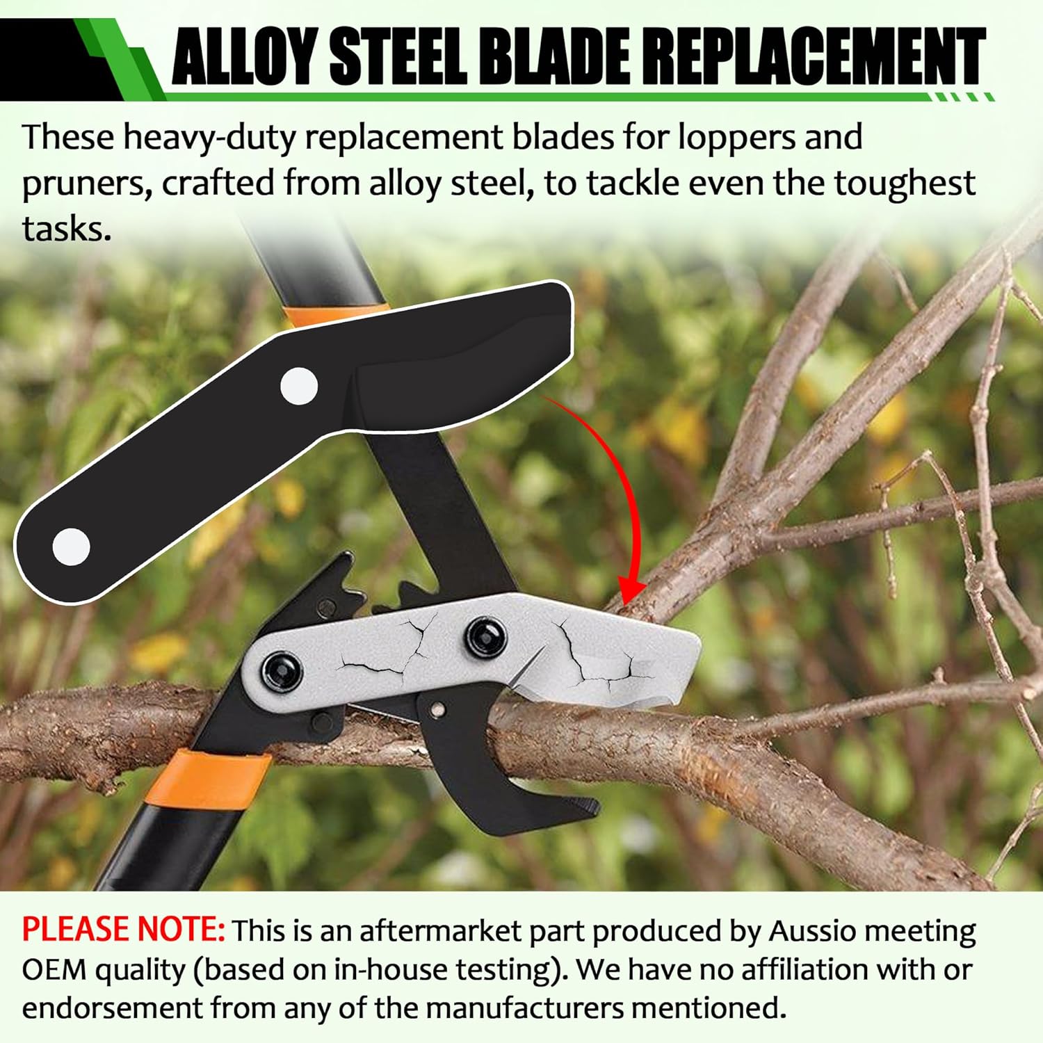 (2-Pack) Steel Replacement Blade for Fiskars Loppers - Compatible with PowerGear Bypass Lopper25" & 31" and 27" PowerGear 2 Bypass Loppers - Loppers Large Blade for Fiskars Garden Tools - Black