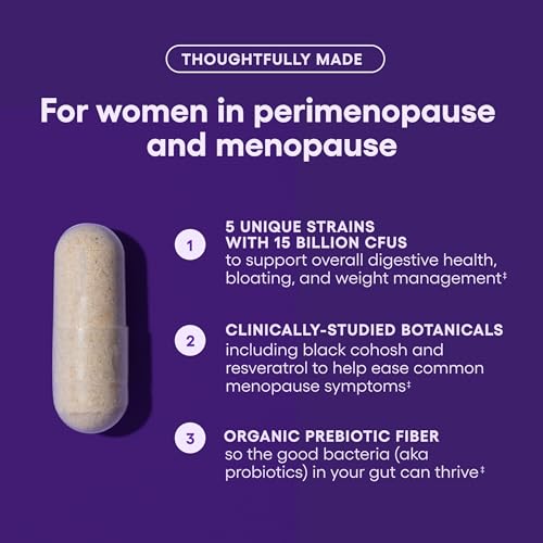 Physician's CHOICE Menopause Probiotic Supplement for Women - Supports Hormone Balance, Hot Flashes, Night Sweats, Weight Management, Bloating & Gut Health - with Black Cohosh, Resveratrol+ - 30ct