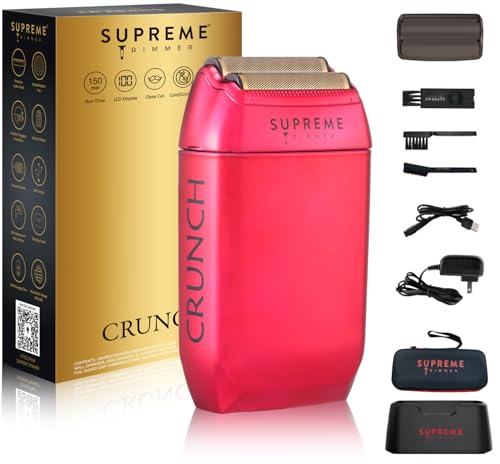 SUPREME TRIMMER Foil Shaver STF602 | Men's Electric Razor for Men (150 Min Runtime) Waterproof Shaver Barber use | Crunch (Upgraded Motor) Black