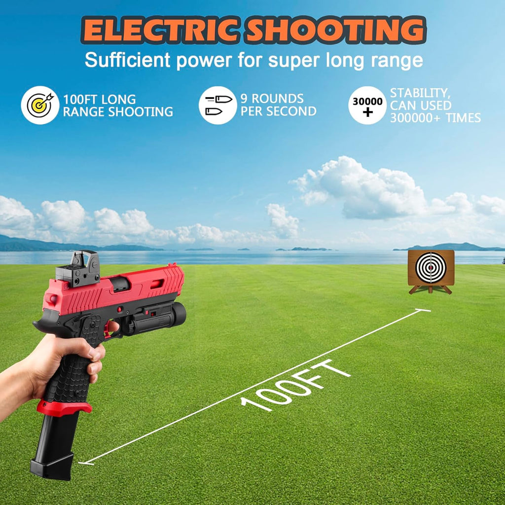 Electric Gel Toys New X5, Full Auto Splat-Blaster includes Drum and Goggles for Outdoor Team Game, JM-X2 Upgrade Version for Ages 14+,red