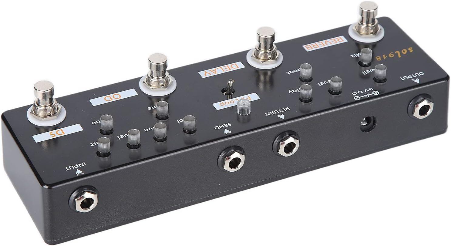 Multi Effects Guitar Pedal, 5 Mode Reverb Delay Fx LOOP Distortion Overdrive Guitar Tuning Accessories