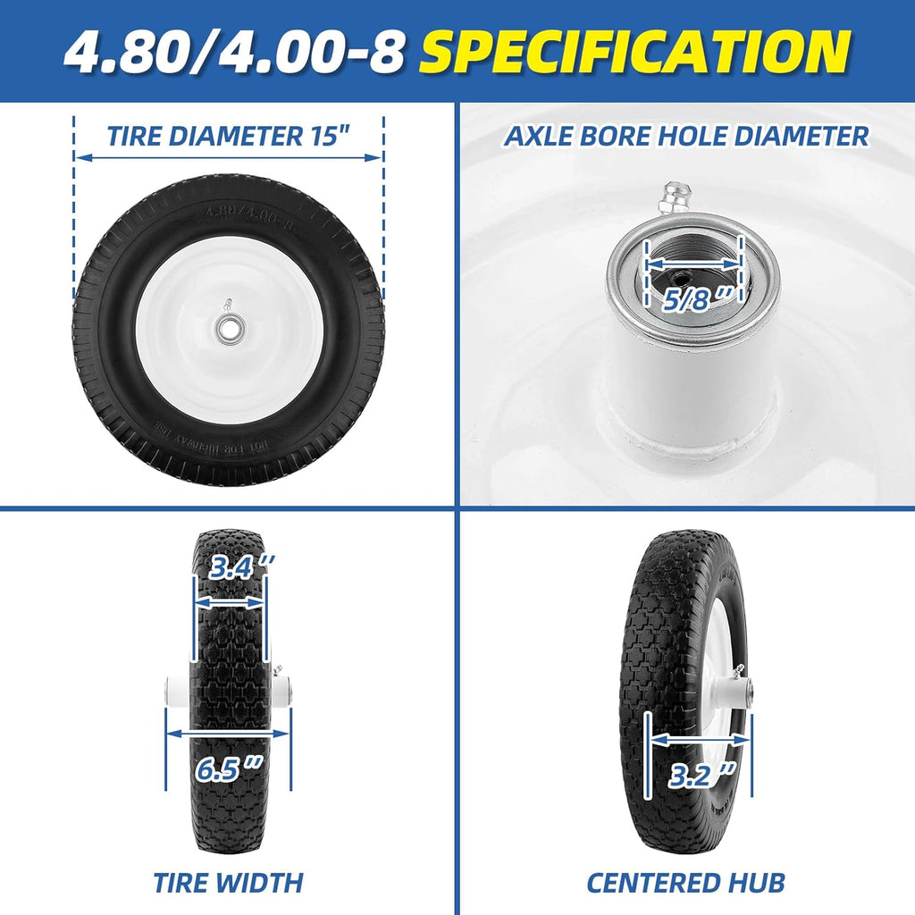 Universally Fit Flat Free Wheelbarrow Tire - NEVER HAVE A FLAT AGAIN