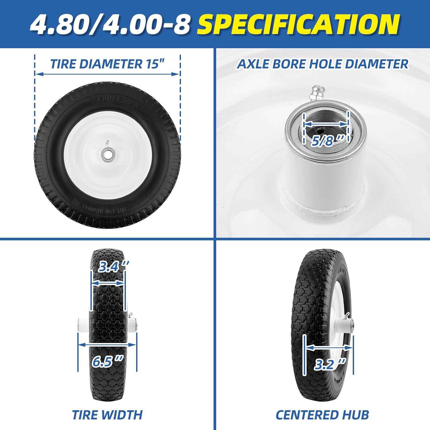 Universally Fit Flat Free Wheelbarrow Tire - NEVER HAVE A FLAT AGAIN