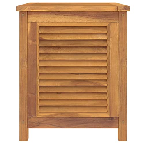 vidaXL Outdoor Patio Storage Box - Solid Teak Wood Construction - Louvre Design - Water-Resistant Lining - Easy Assembly, Indoor/Outdoor Use