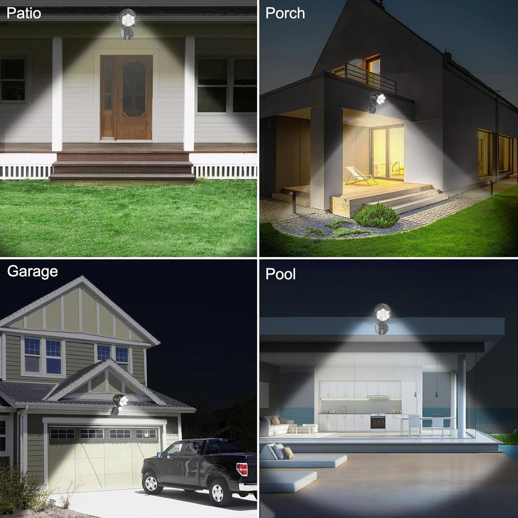 Led Motion Sensor Light Battery Operated, IP65 Waterproof Ultra Bright Motion Sensor Outdoor Spotlight Head Adjustable with 8W 600 Lumen 6000K 6LEDs for Garage Yard Porch Patio 2P