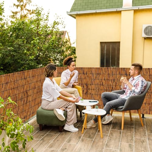 Bamboo Reed Fencing, Light Russet Bamboo Fence Rolls 6 Feet High, Decorative Bamboo Privacy Fence Bamboo Curtains for Patio Outdoor Balcony Garden Backyard, 6 x 16 FT