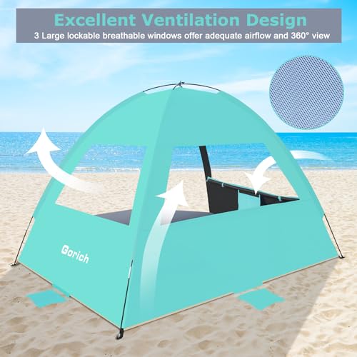 Gorich Beach Tent, Beach Shade Tent for 3/4-5/6-7/8-10 Person with UPF 50+ UV Protection, Portable Beach Tent Sun Shelter Canopy, Lightweight & Easy Setup Cabana Beach Tent