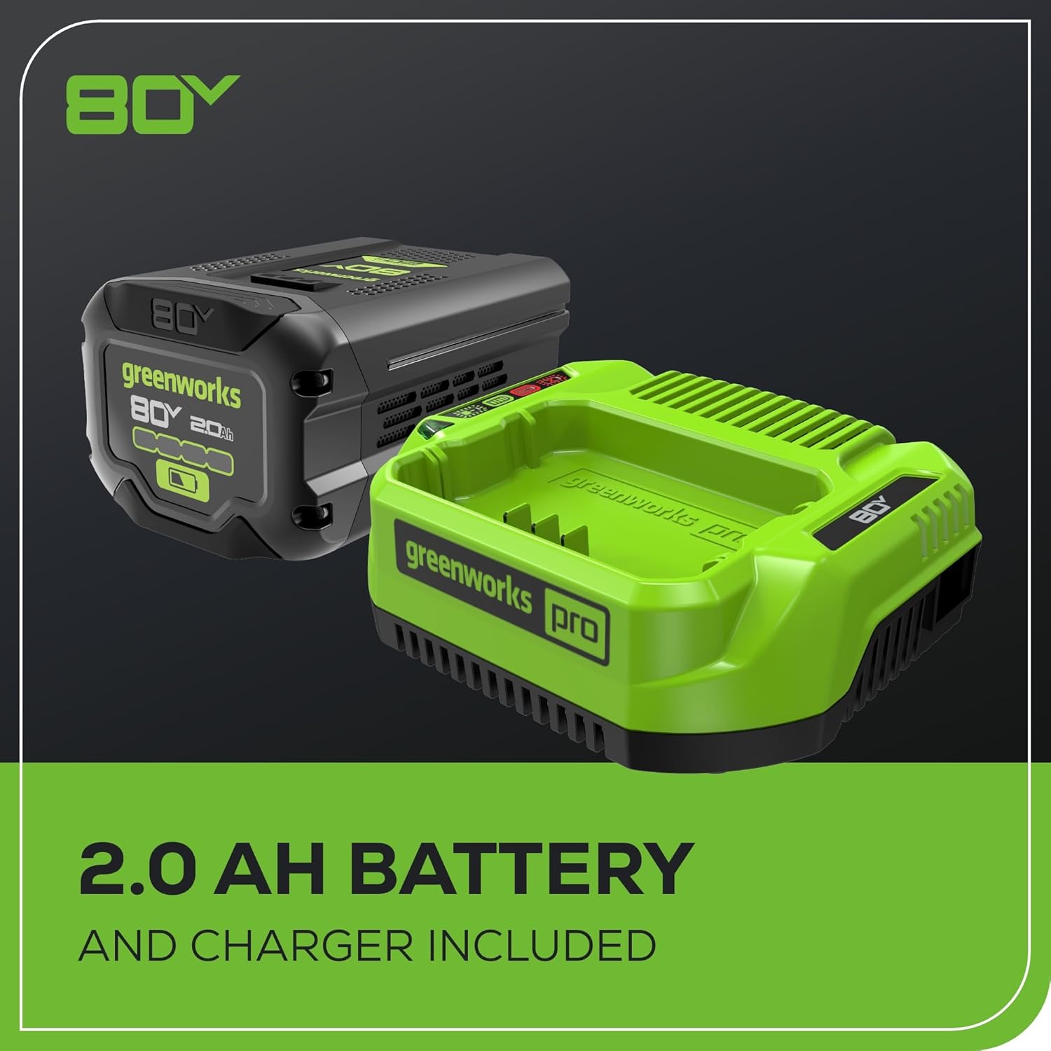 Greenworks 80V 26" Brushless Hedge Trimmer, 2.0Ah Battery and 2A Charger