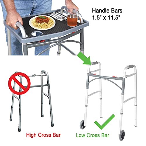 Support Plus Walker Tray Table - Mobility Table Tray for Walker, Non Slip Walker Tray Mat, Walker Accessories Mat, Cup Holder for Walker (21"x16") - Black