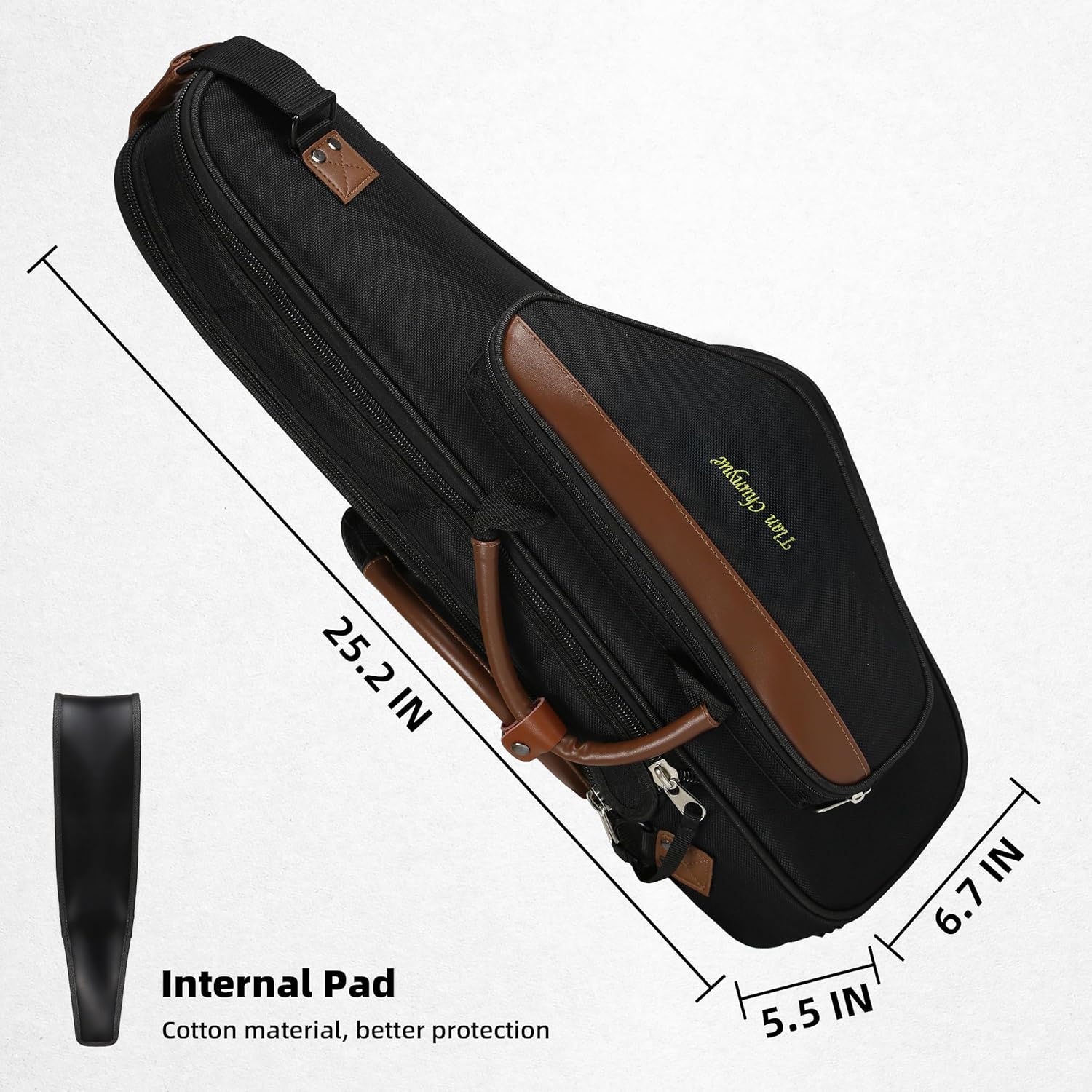 Alto Saxophone Case - Waterproof Oxford Cloth Double Zipper Design Double Shoulder Straps Portable Alto Saxophone Carrying Saxophone Case