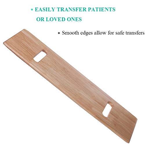 Wooden Slide Transfer Board with Handles, 500 lb Capacity Heavy Duty Slide Boards for Transfers of Seniors and Handicap, 30 x 8 x 0.7