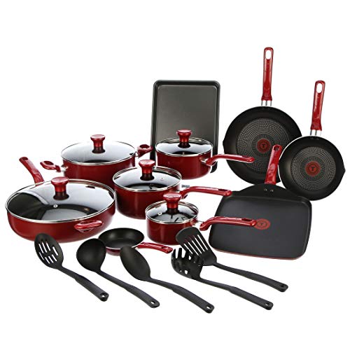 T-fal Everything in Kitchen Dishwasher Safe Cookware Set, 20-Piece, Black