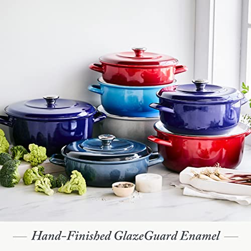 Merten & Storck German Enameled Iron, Round 5.3QT Dutch Oven Pot with Lid, Foundry Red